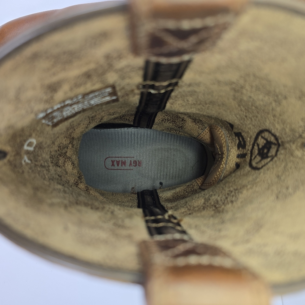 Ariat Men's 7D Hybrid Ranchwork Western Boot- Brown Square Toe Style No.10042394 - Picture 11 of 13